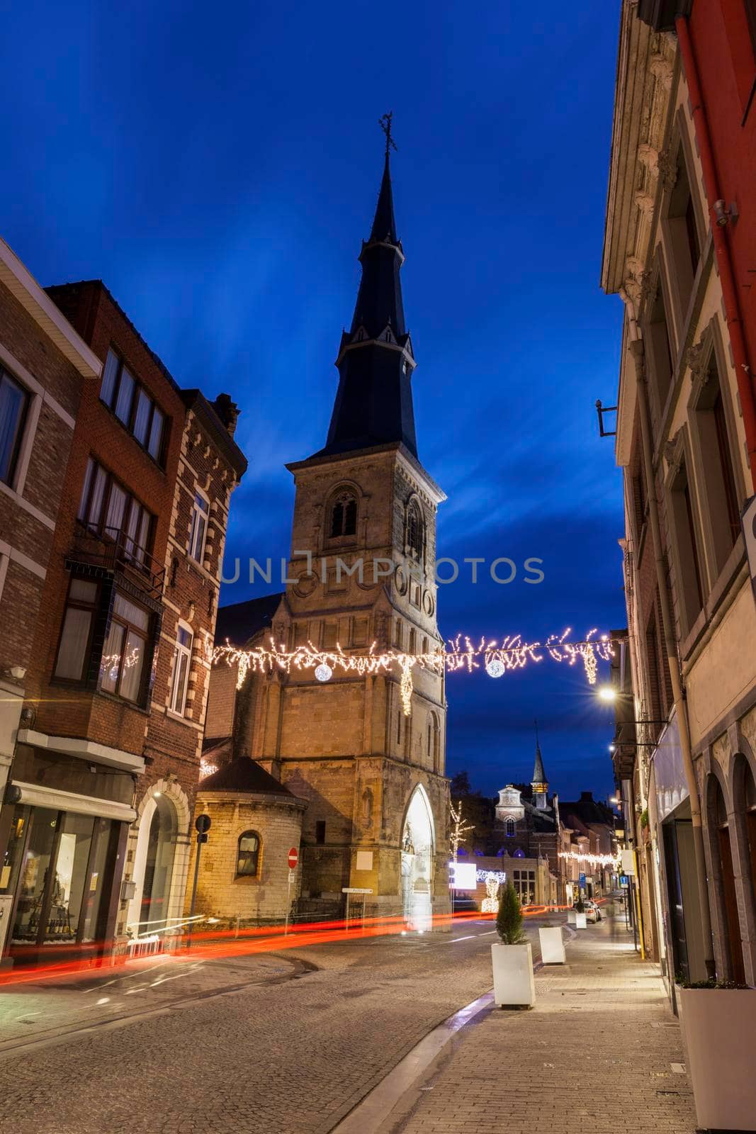 Church in Sint Truiden at dawn. Sint Truiden, Flemish Region, Belgium.