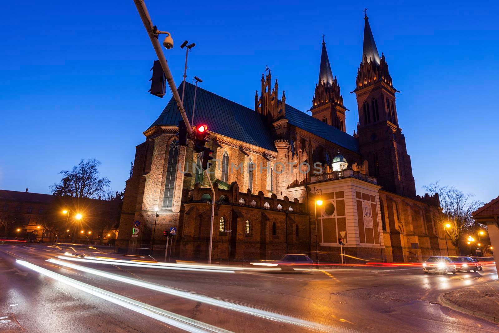 Basilica Cathedral of St. Mary of the Assumption in Wloclawek. Wloclawek, Kuyavian-Pomeranian Voivodeship, Poland.