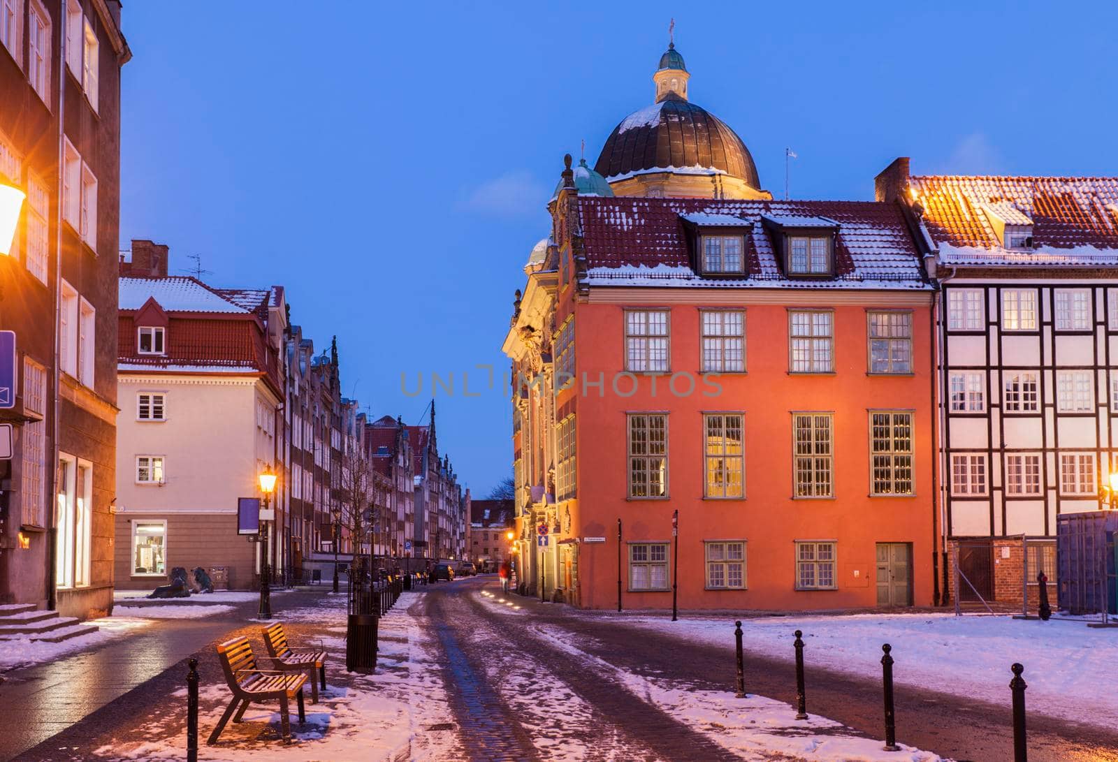 Royal Chapel in Gdansk at night. Gdansk, Pomerania, Poland.