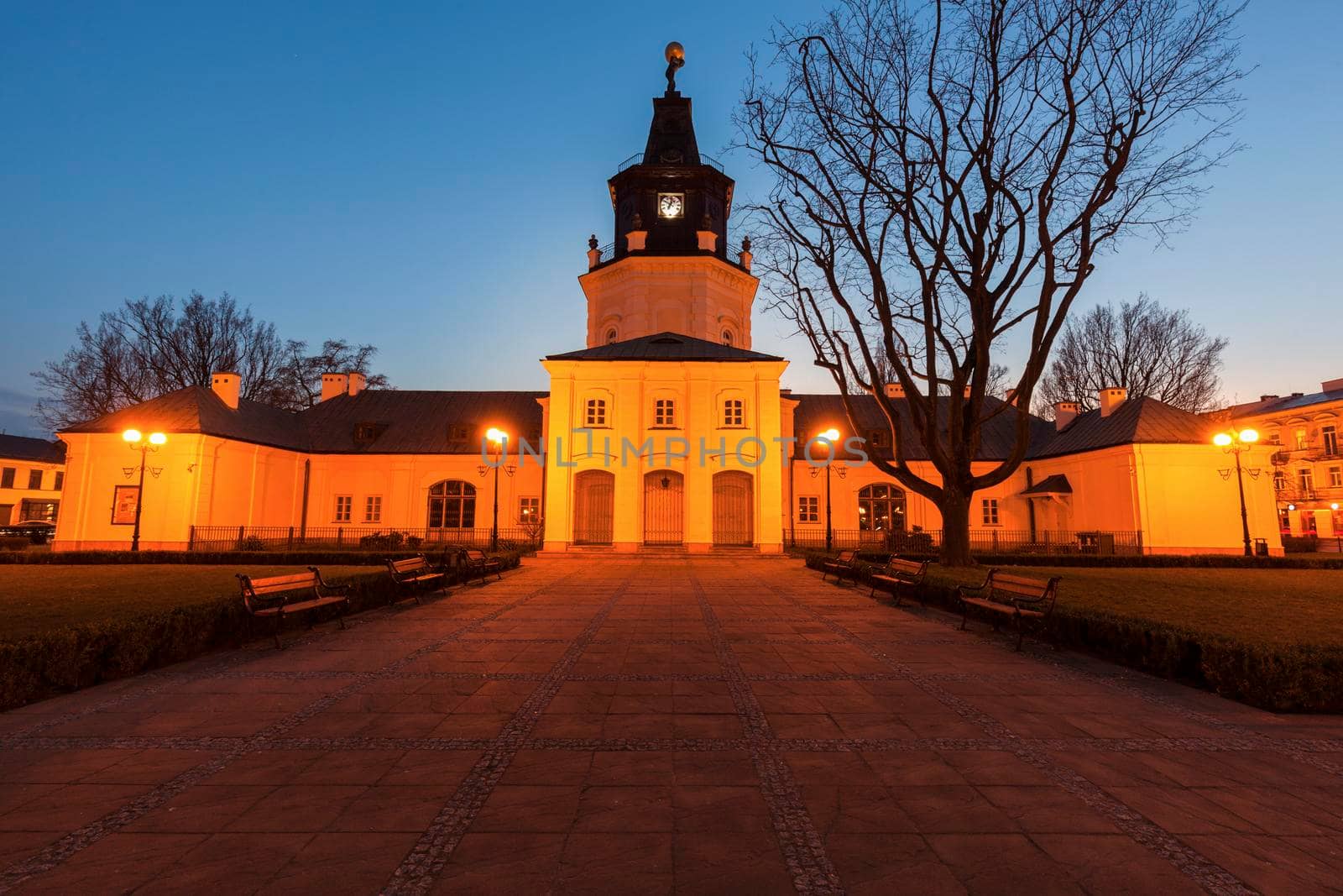 Town Hall in Siedlce at evening. Siedlce, Masovia, Poland.