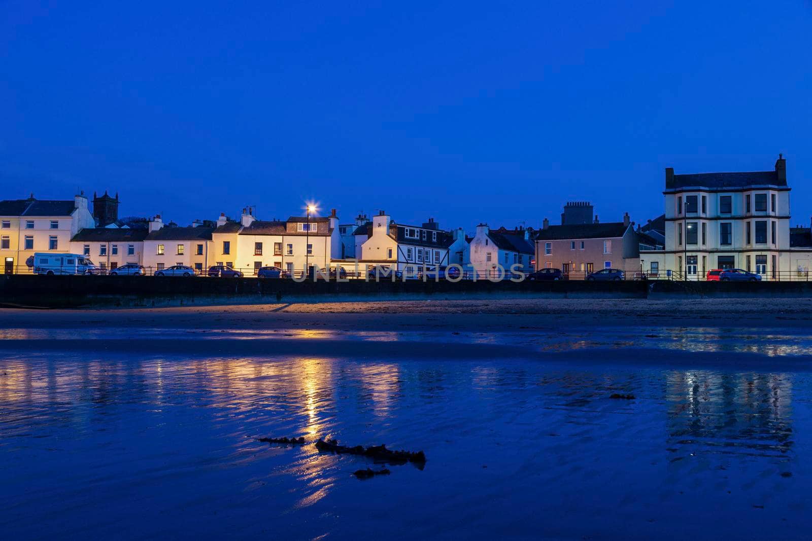 Panorama of Peel at evening. Peel, Isle of Man.