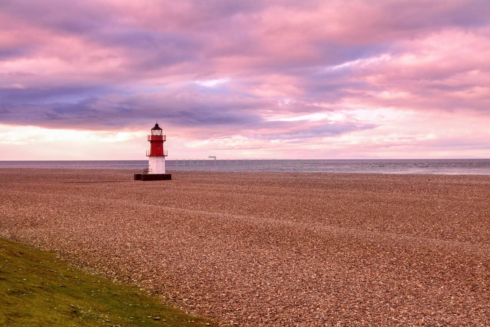 Point of Ayre Lighthouse on the Isle of Man. Douglas, Isle of Man.