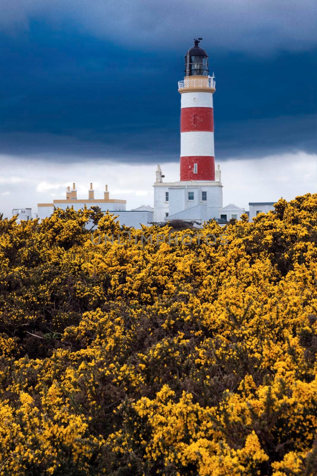 Point of Ayre Lighthouse on the Isle of Man. Douglas, Isle of Man.