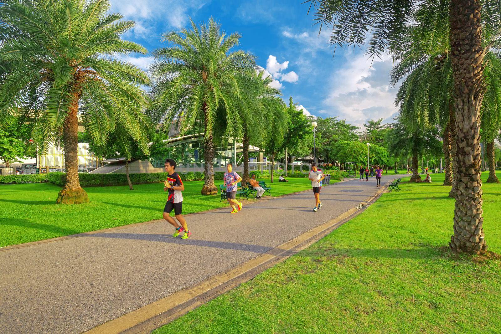 BANGKOK THAILAND : Jogging in Chatuchak Park on September 11, 2018 in Bangkok, Thailand.
