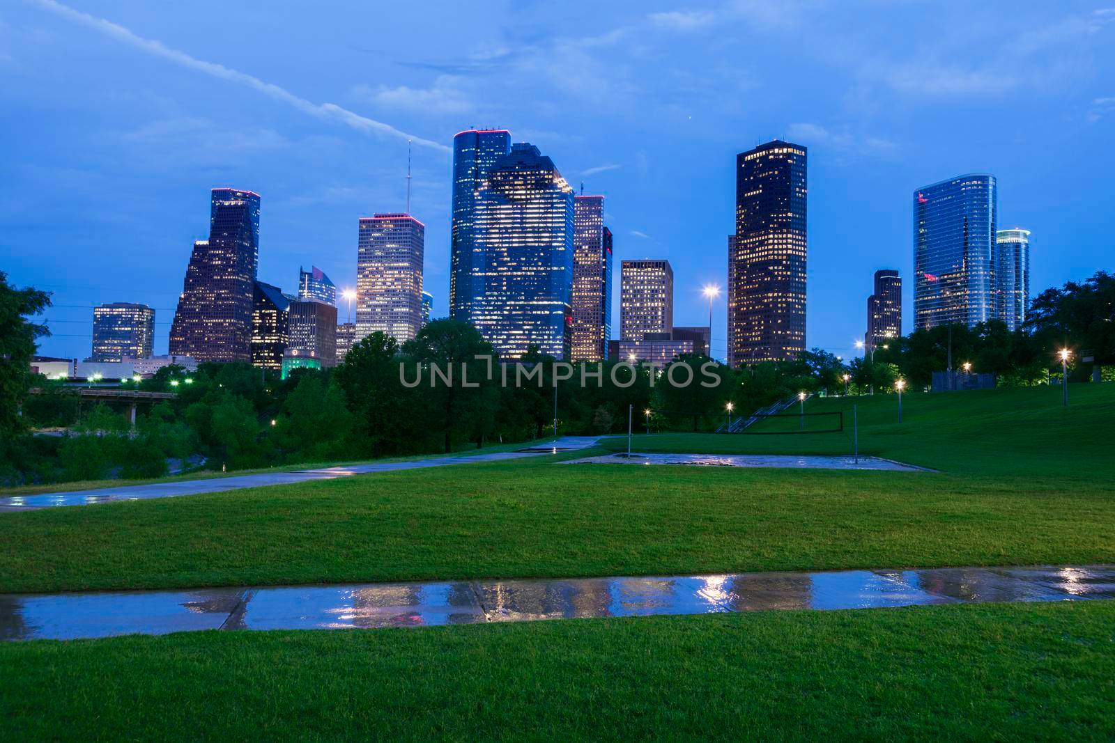 Panorama of Houston at night. Houston, Texas, USA.