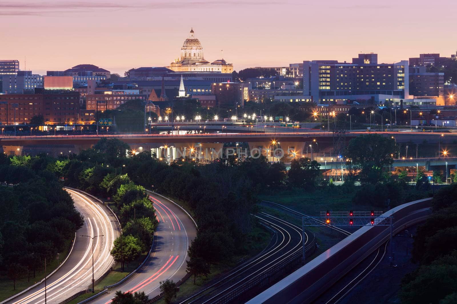 Panorama of St. Paul with State Capitol Building. St. Paul, Minnesota, USA.