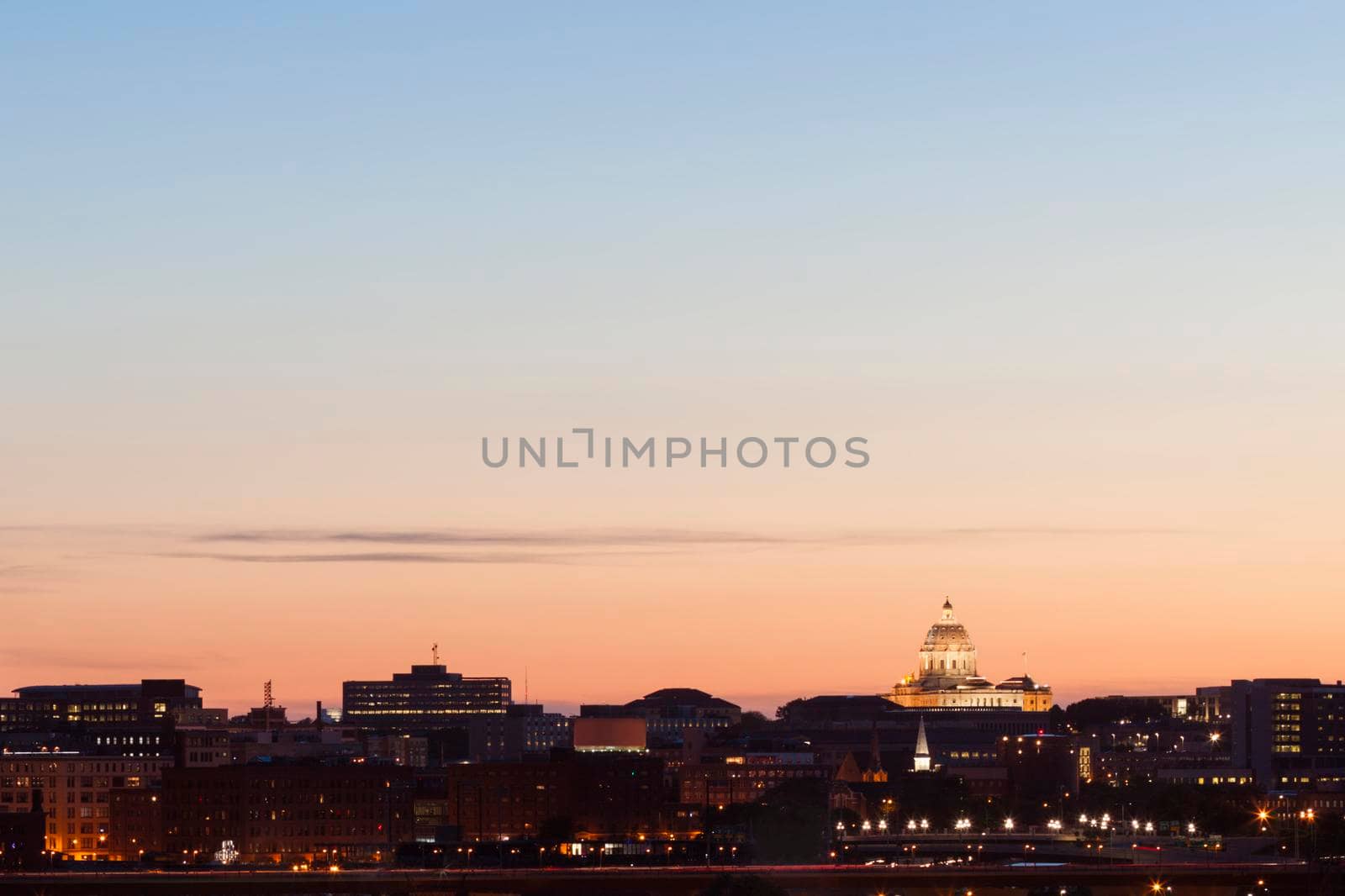 Panorama of St. Paul with State Capitol Building. St. Paul, Minnesota, USA.