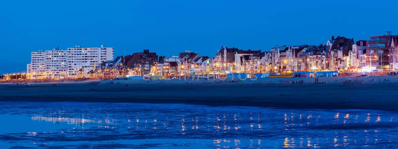 Panorama of Dunkirk from the beach. Dunkirk, Hauts-de-France, France.
