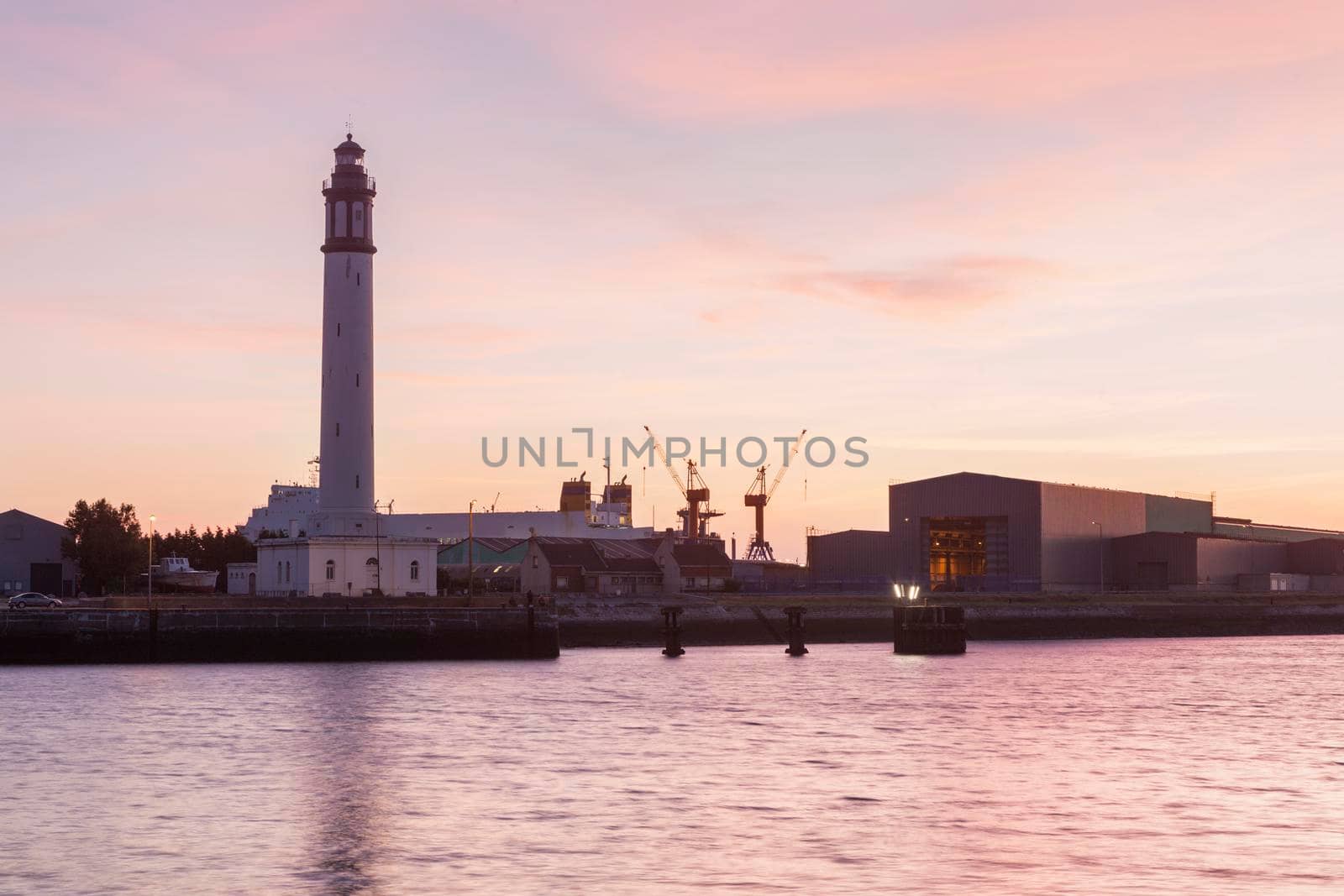 Lighthouse of Risban in Dunkirk. Dunkirk, Hauts-de-France, France.
