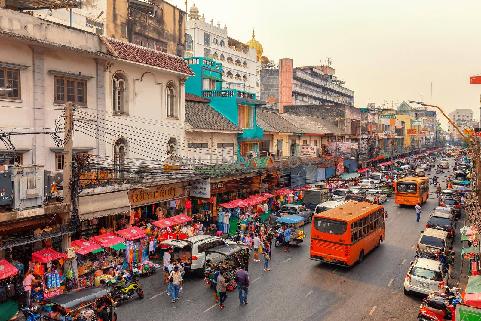 BANGKOK, THAILAND - 22 Dec 2018  : Ancient style buildings. Wholesale fabric district. Is an Indian community area.