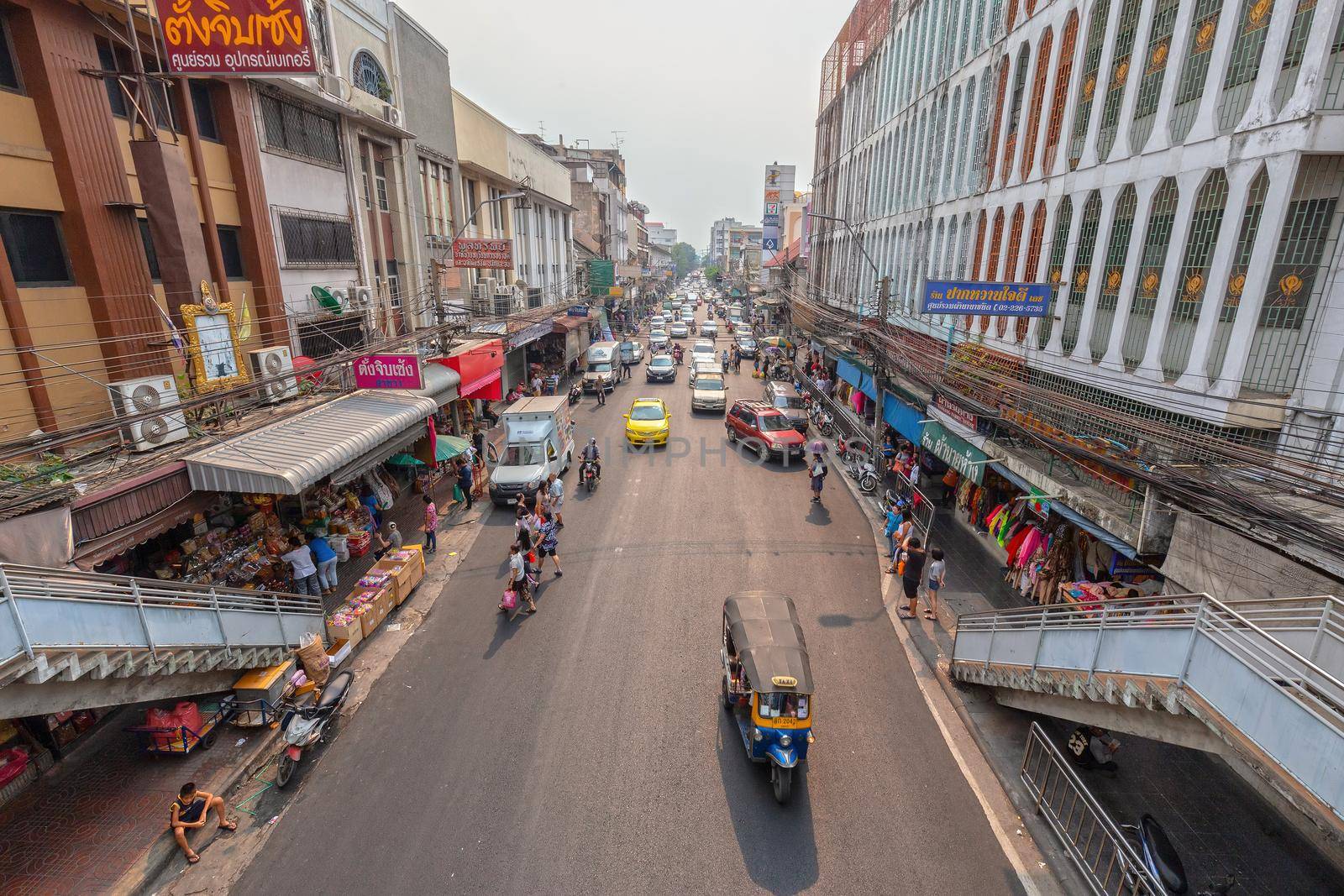 BANGKOK, THAILAND - 22 Dec 2018  : Ancient style buildings. Wholesale fabric district. Is an Indian community area.