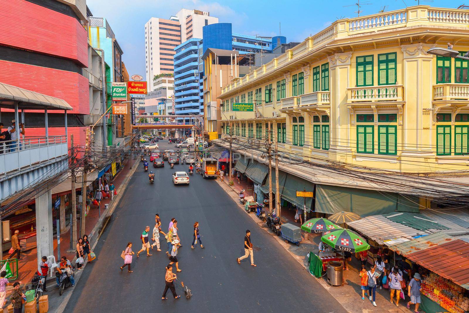 BANGKOK, THAILAND - 22 Dec 2018  : Ancient style buildings. Wholesale fabric district. Is an Indian community area.
