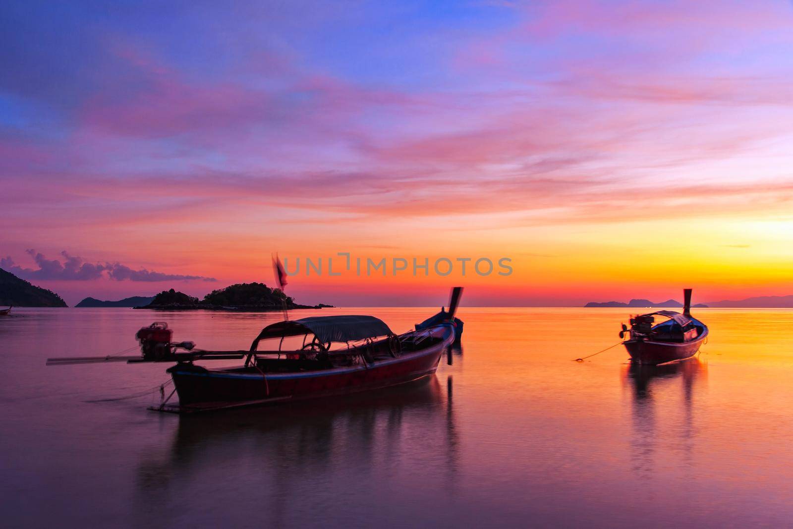 long-tailed boat on Bundhaya beach Koh LIPE Thailand
