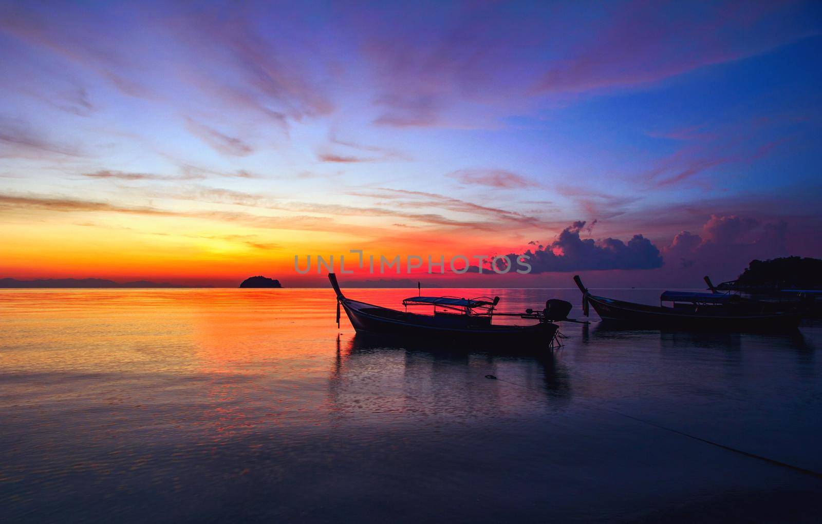 long-tailed boat on Bundhaya beach Koh LIPE Thailand