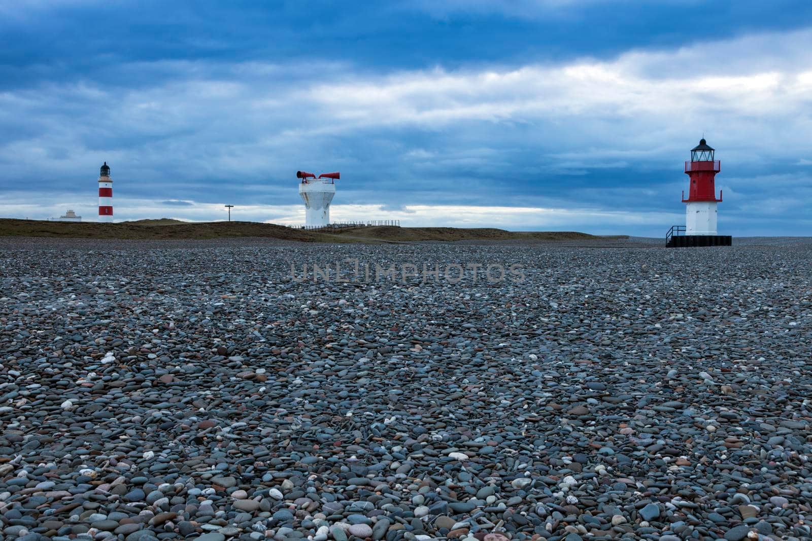 Point of Ayre Lighthouse on the Isle of Man. Douglas, Isle of Man.