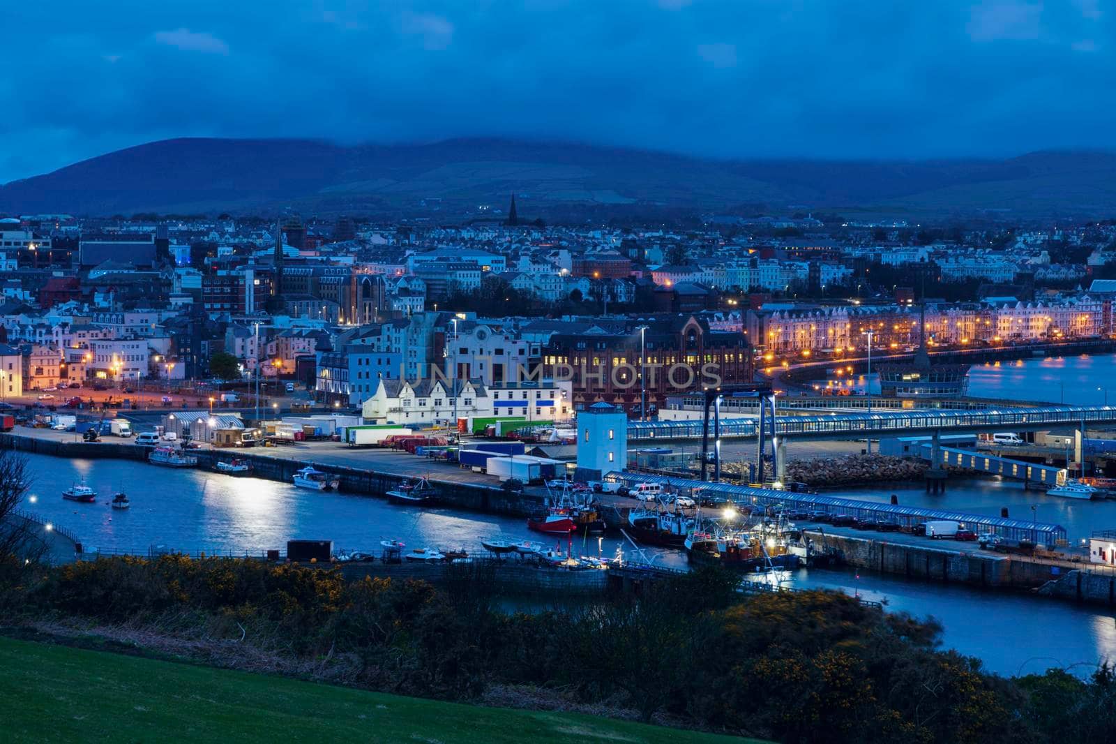Panorama of Douglas on the Isle of Man. Douglas, Isle of Man.