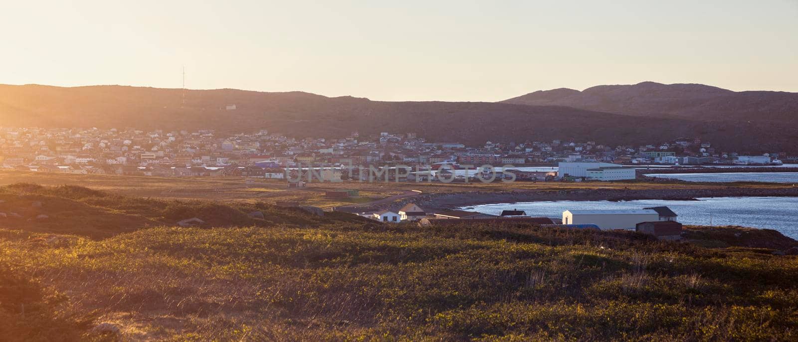 Saint Pierre panorama at sunset. Saint Pierre, Saint Pierre and Miquelon.