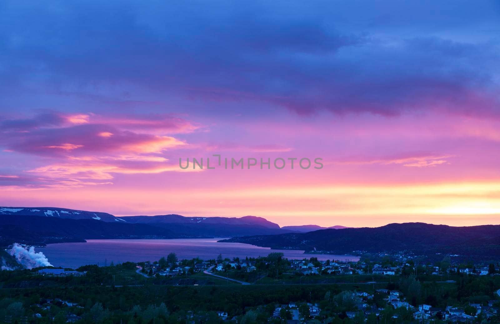 Corner Brook at sunset. Corner Brook, Newfoundland and Labrador, Canada.