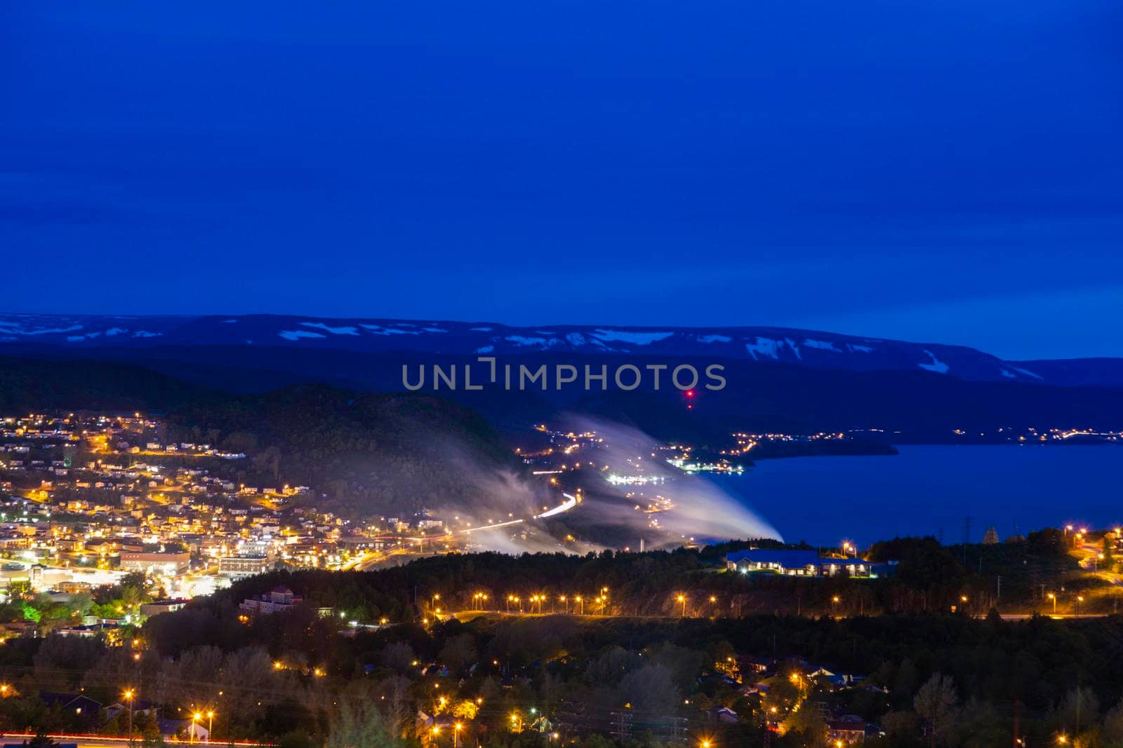 Corner Brook at night. Corner Brook, Newfoundland and Labrador, Canada.