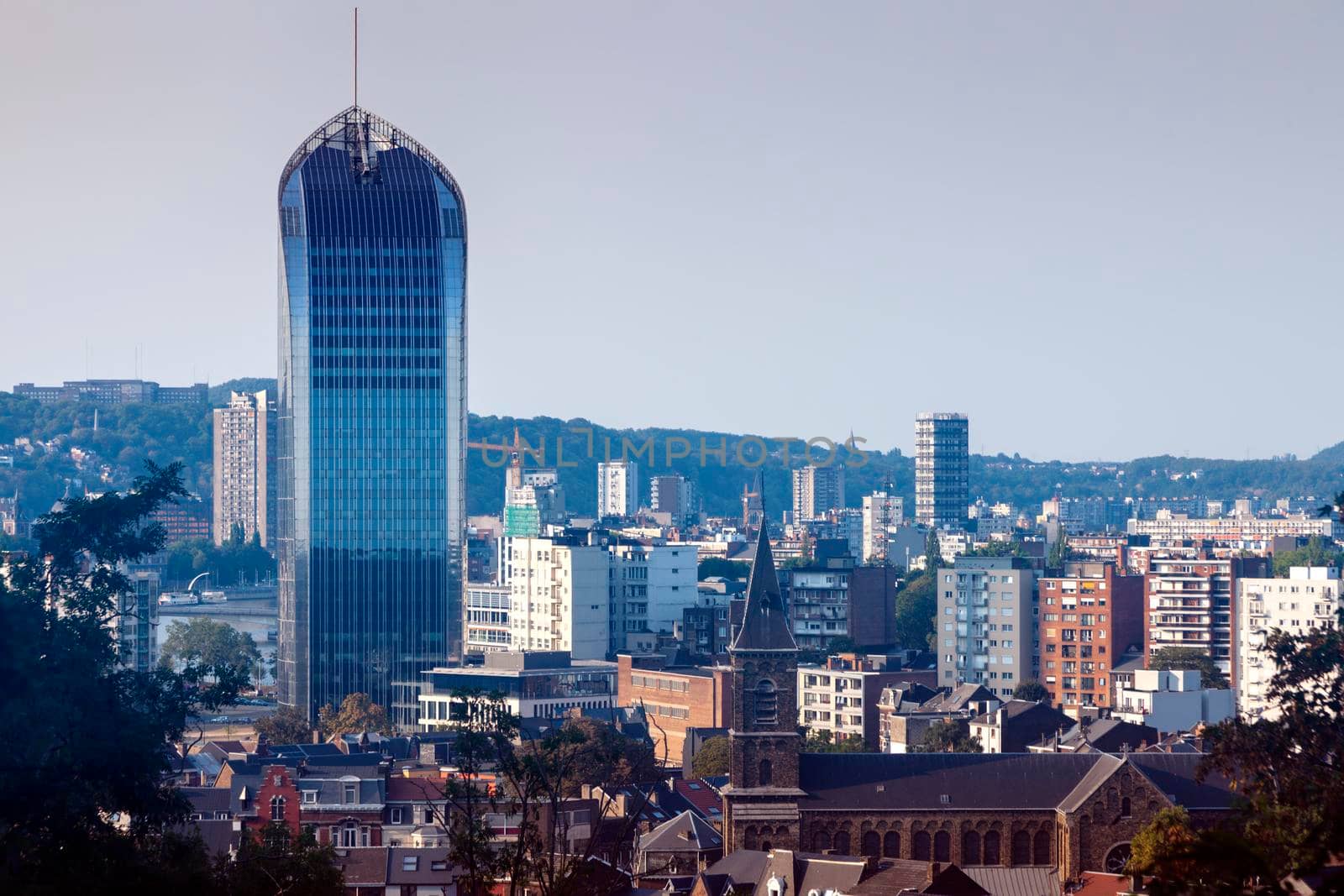 Panorama of Liege - aerial photo. Liege, Wallonia, Belgium.