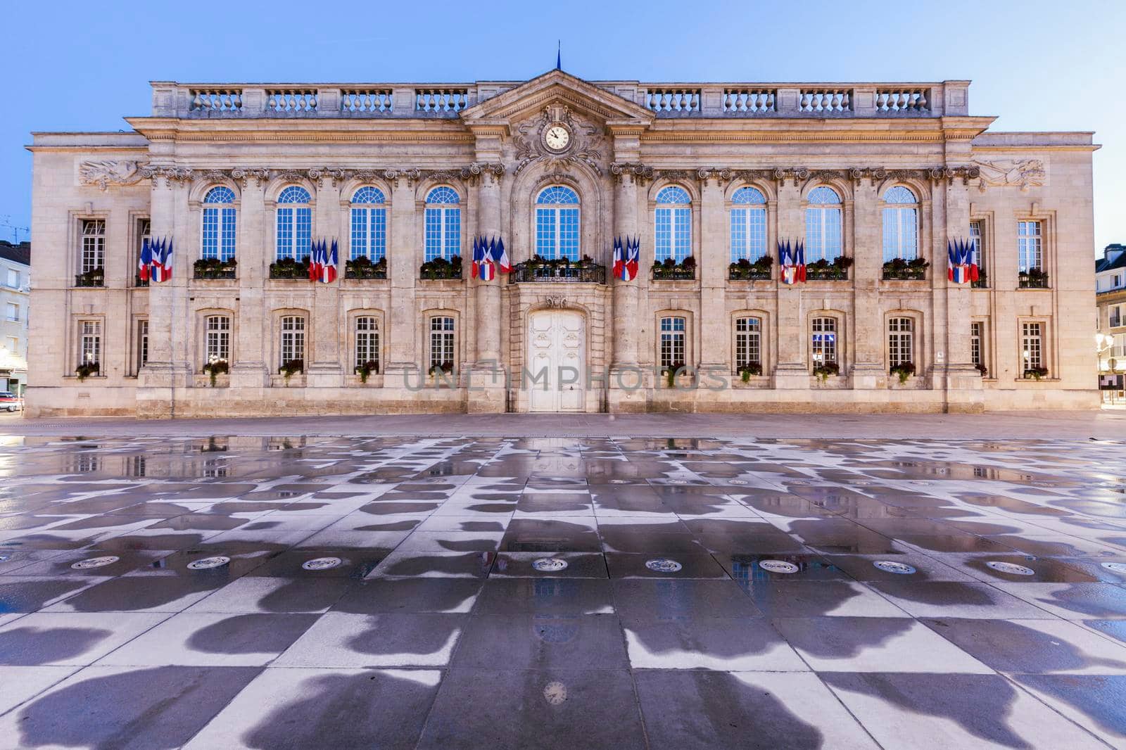 Beauvais City Hall at night. Beauvais, Hauts-de-France, France.
