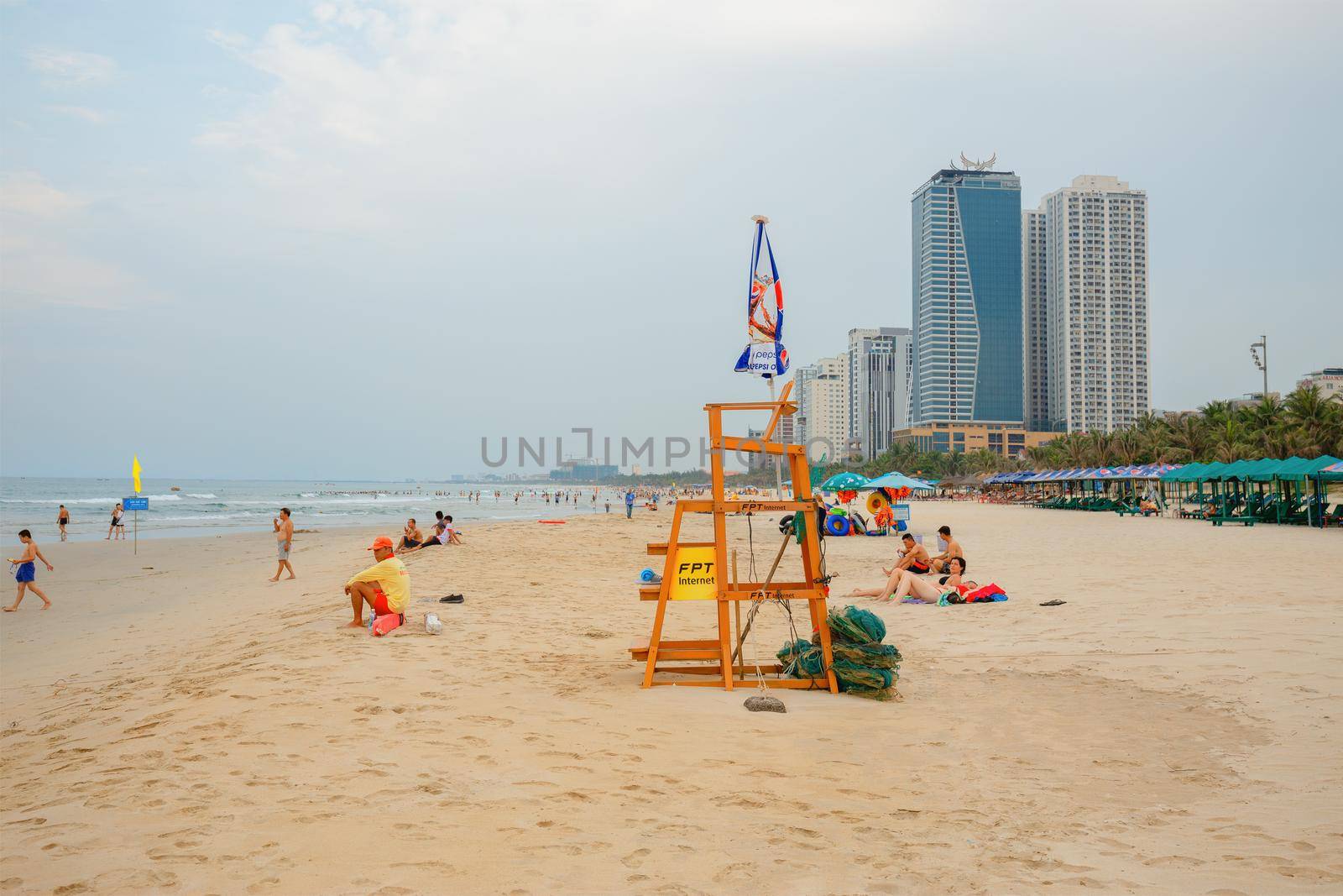 Beaches in Danang, Vietnam. Tourists play with fun. by samarttiw