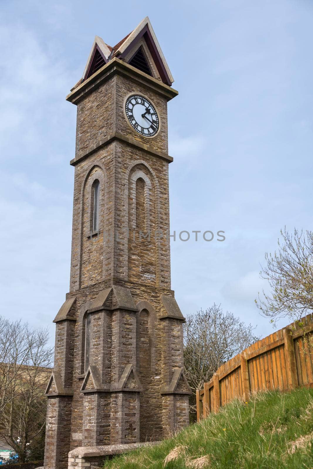 Foxdale clock tower on the Isle of Man. Foxdale, Isle of Man.