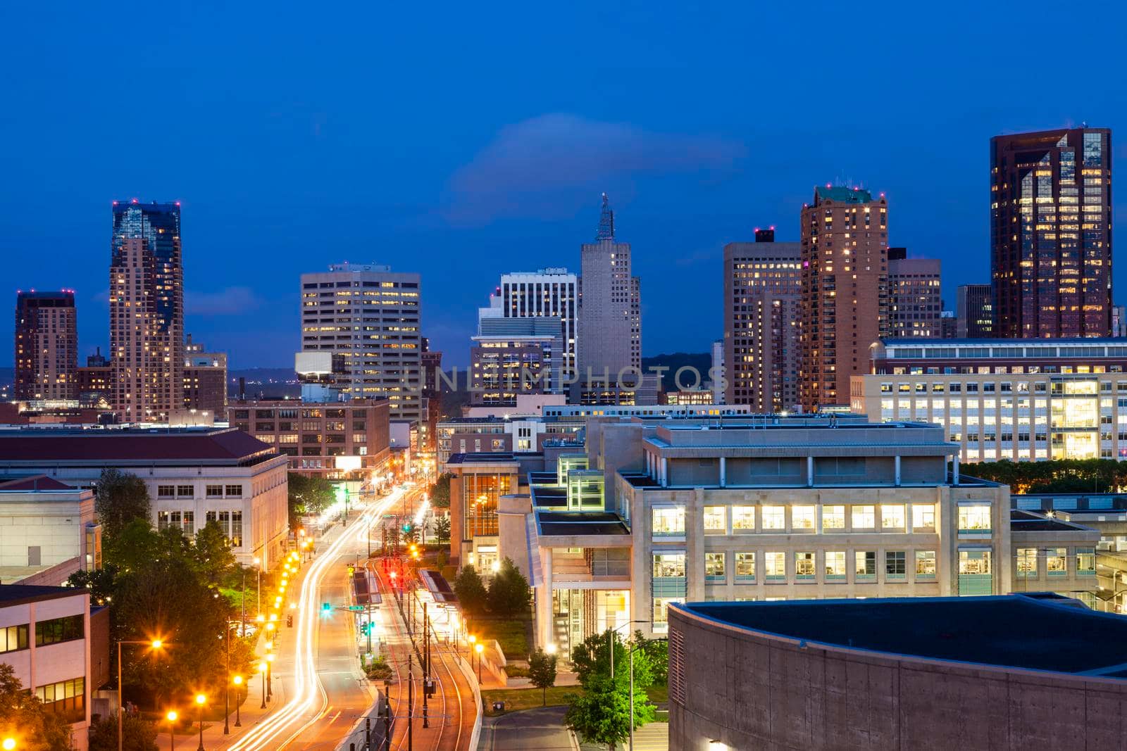 Panorama of St. Paul at evening. St. Paul, Minnesota, USA.