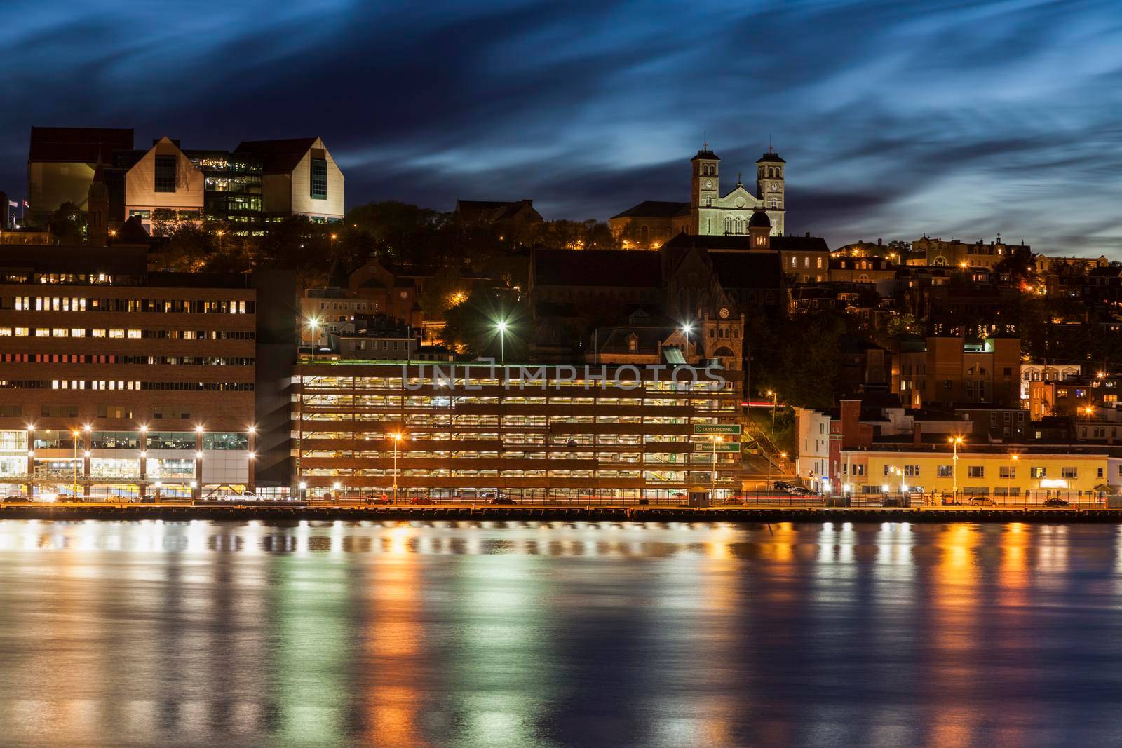 Panorama of St. John's at night. St. John's, Newfoundland and Labrador, Canada.