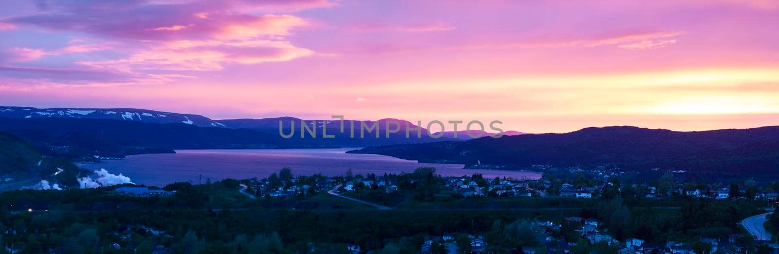 Corner Brook at sunset. Corner Brook, Newfoundland and Labrador, Canada.