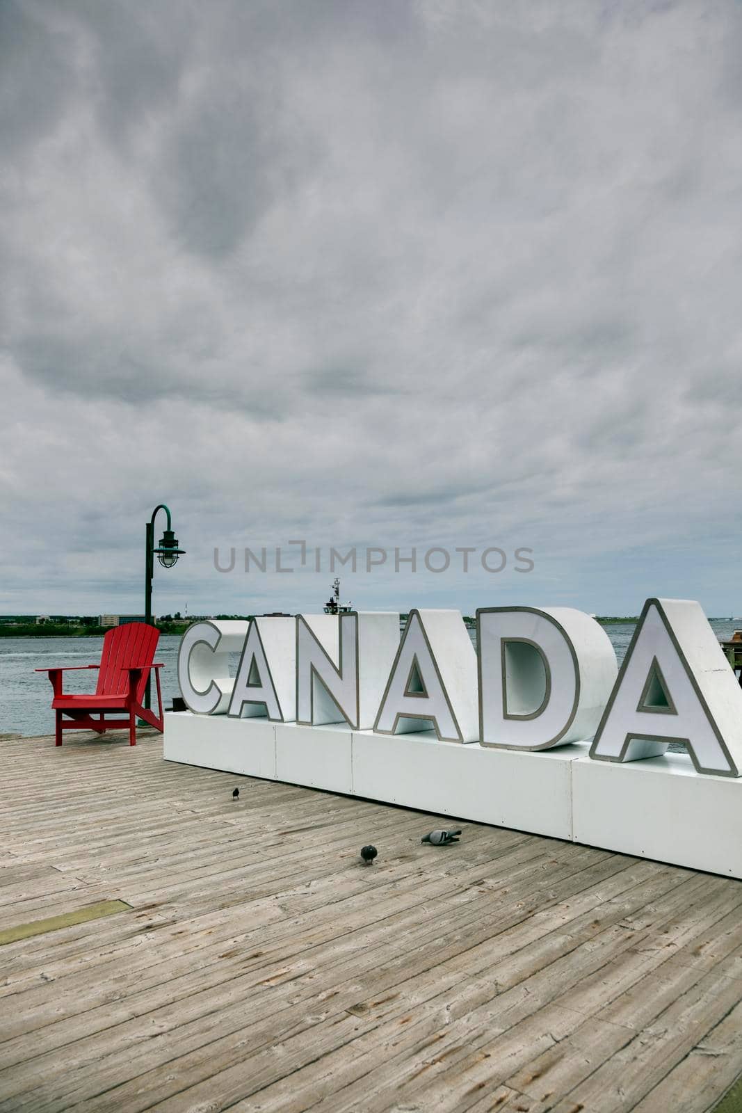 Canada sign in Halifax harbor. Halifax, Nova Scotia, Canada.
