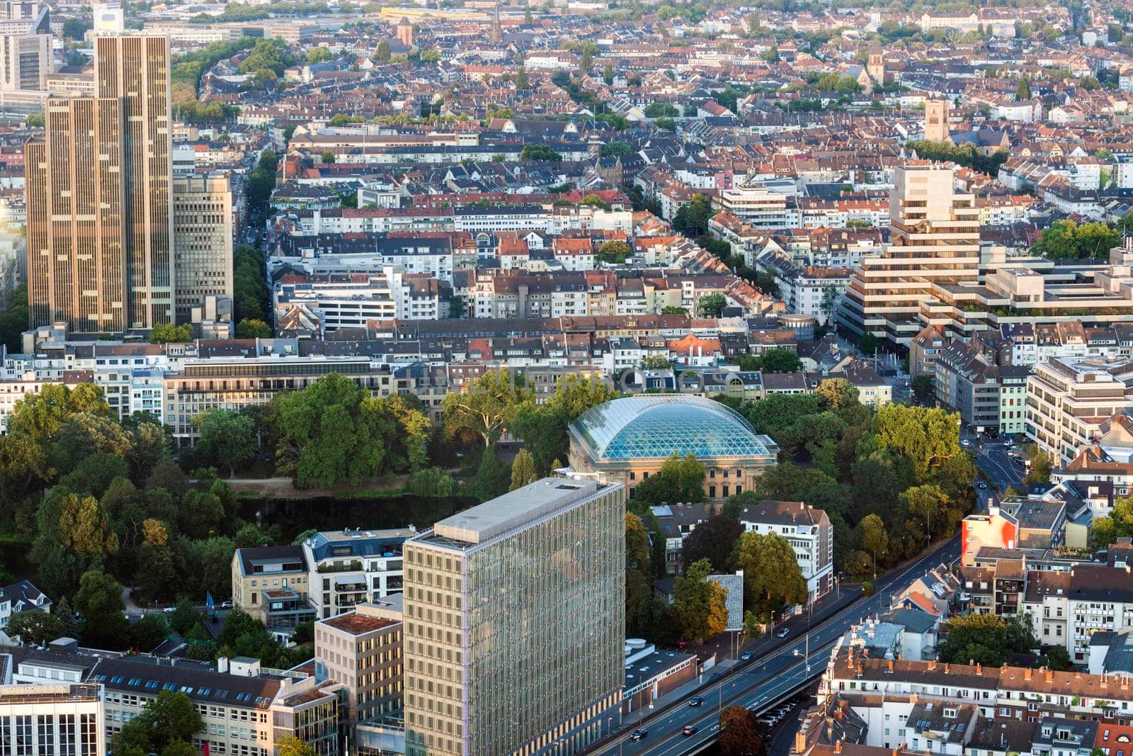 Aerial panorama of Dusseldorf. Dusseldorf, North Rhine-Westphalia, Germany.