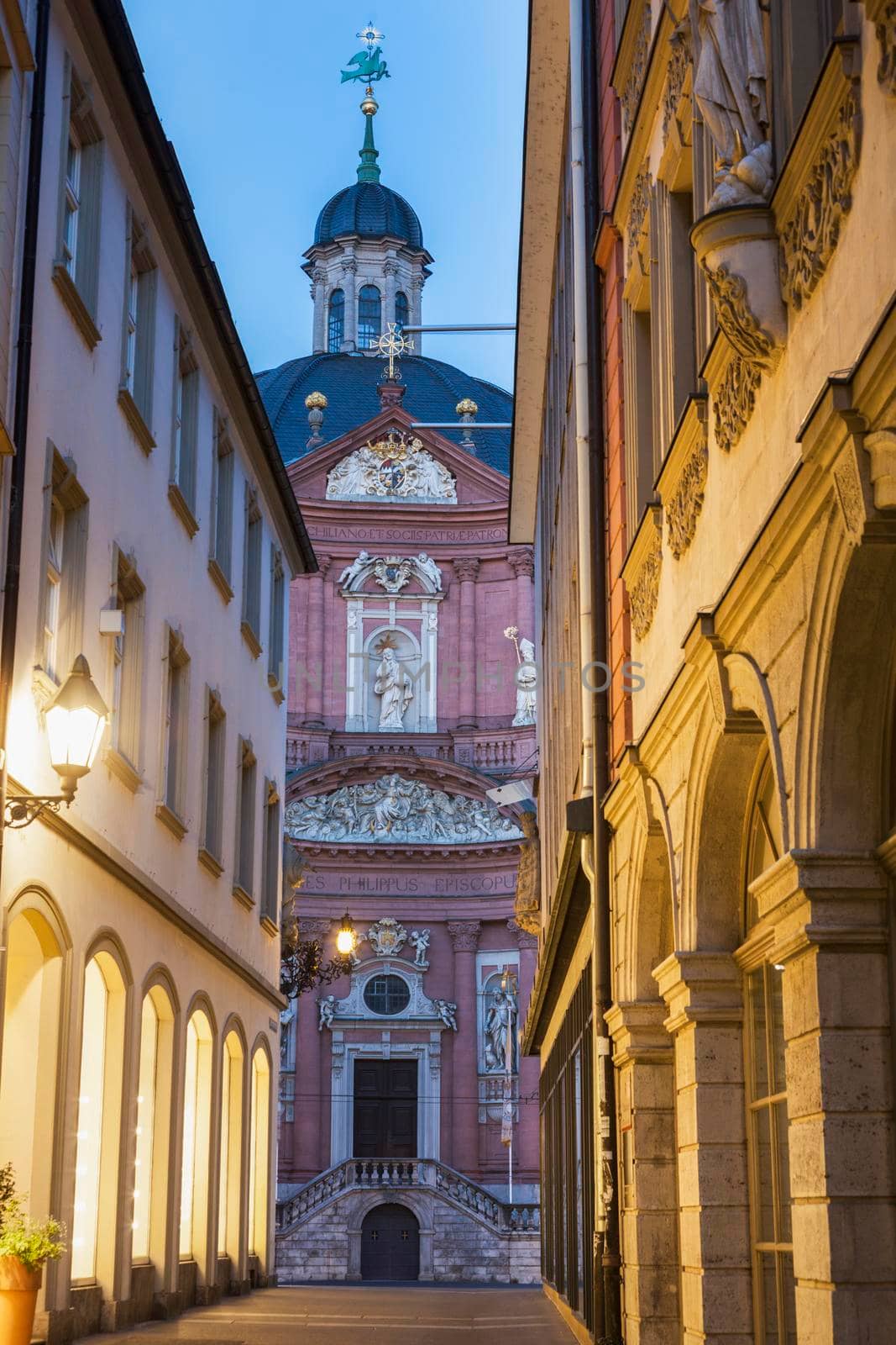 Neumunster Abbey in Wurzburg. Wurzburg, Bavaria, Germany.