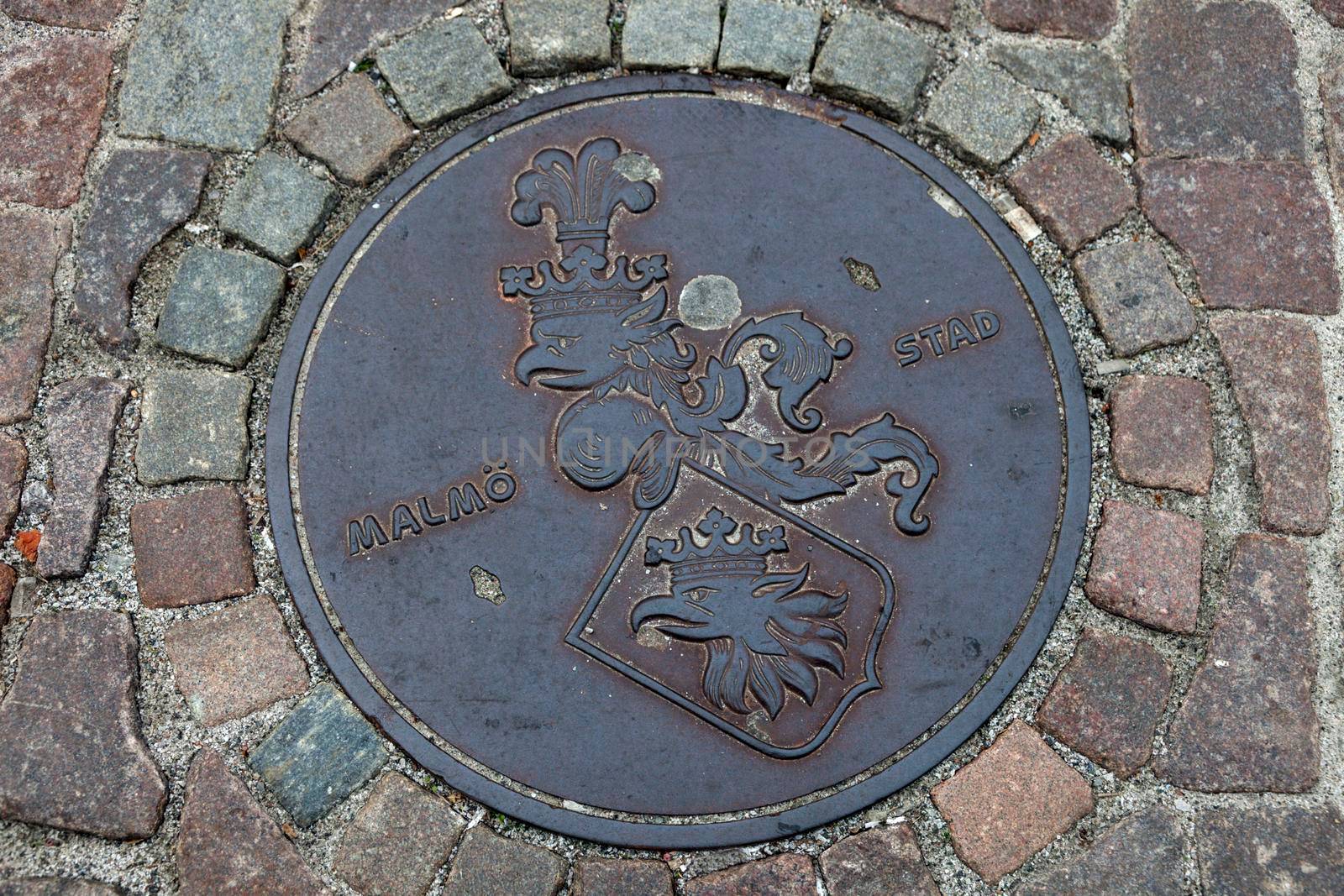 Manhole in Malmo. Malmo, Scania, Sweden.