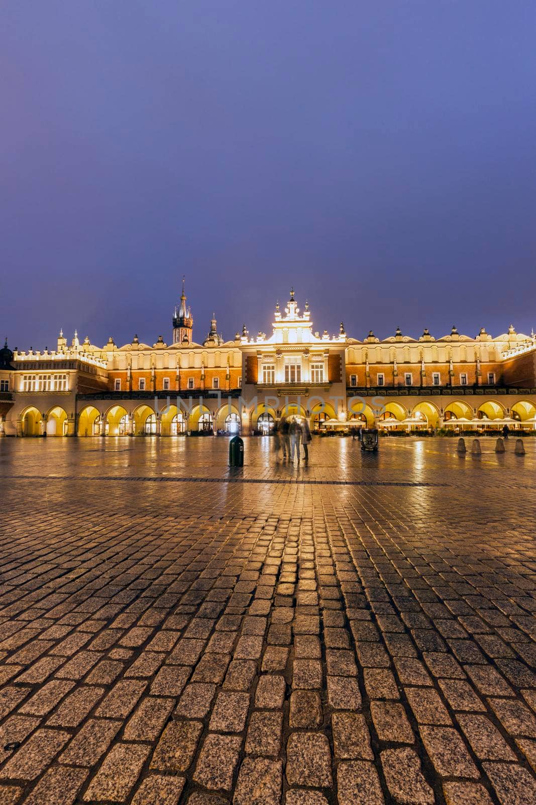 Rainy evening in Krakow. Krakow, Lesser Poland, Poland.