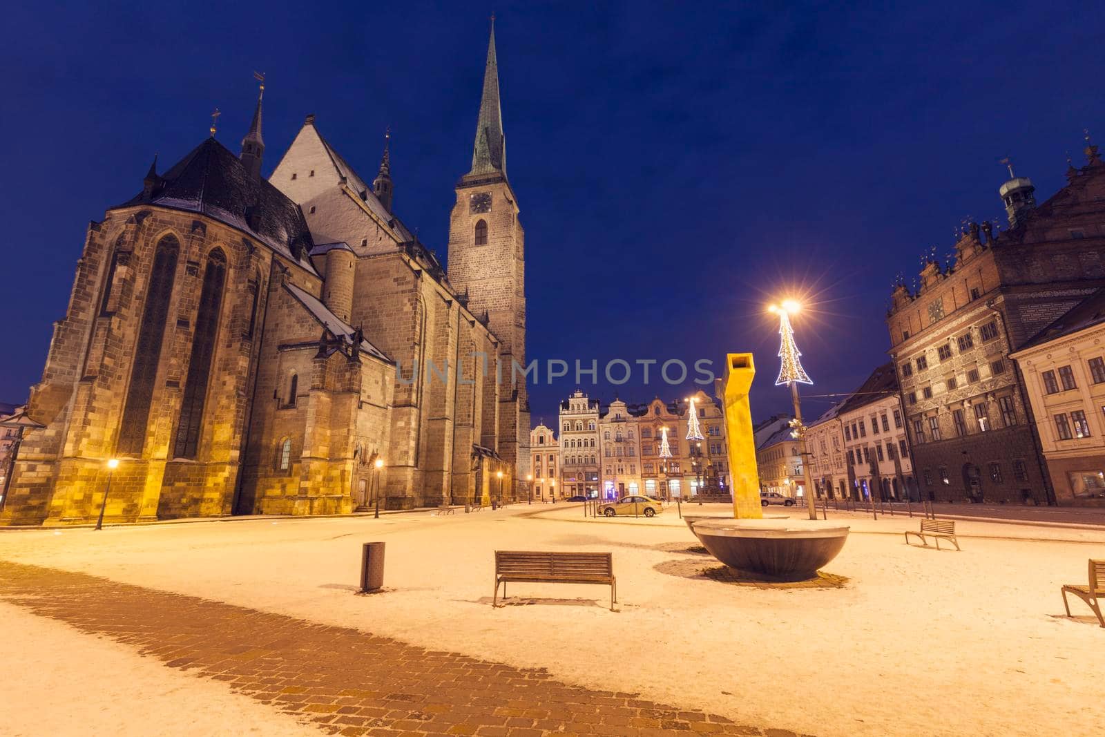 St. Bartholomew Cathedral in Pilsen. Pilsen, Bohemia, Czech Republic.