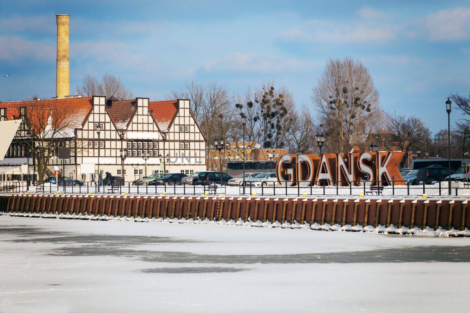 Gdansk sign in the old town. Gdansk, Pomerania, Poland.