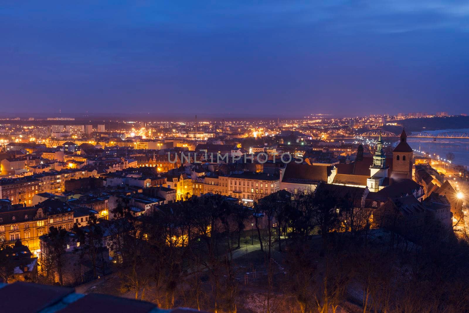 Old town of Grudziadz at night. Grudziadz, Kuyavian-Pomeranian Voivodeship, Poland.