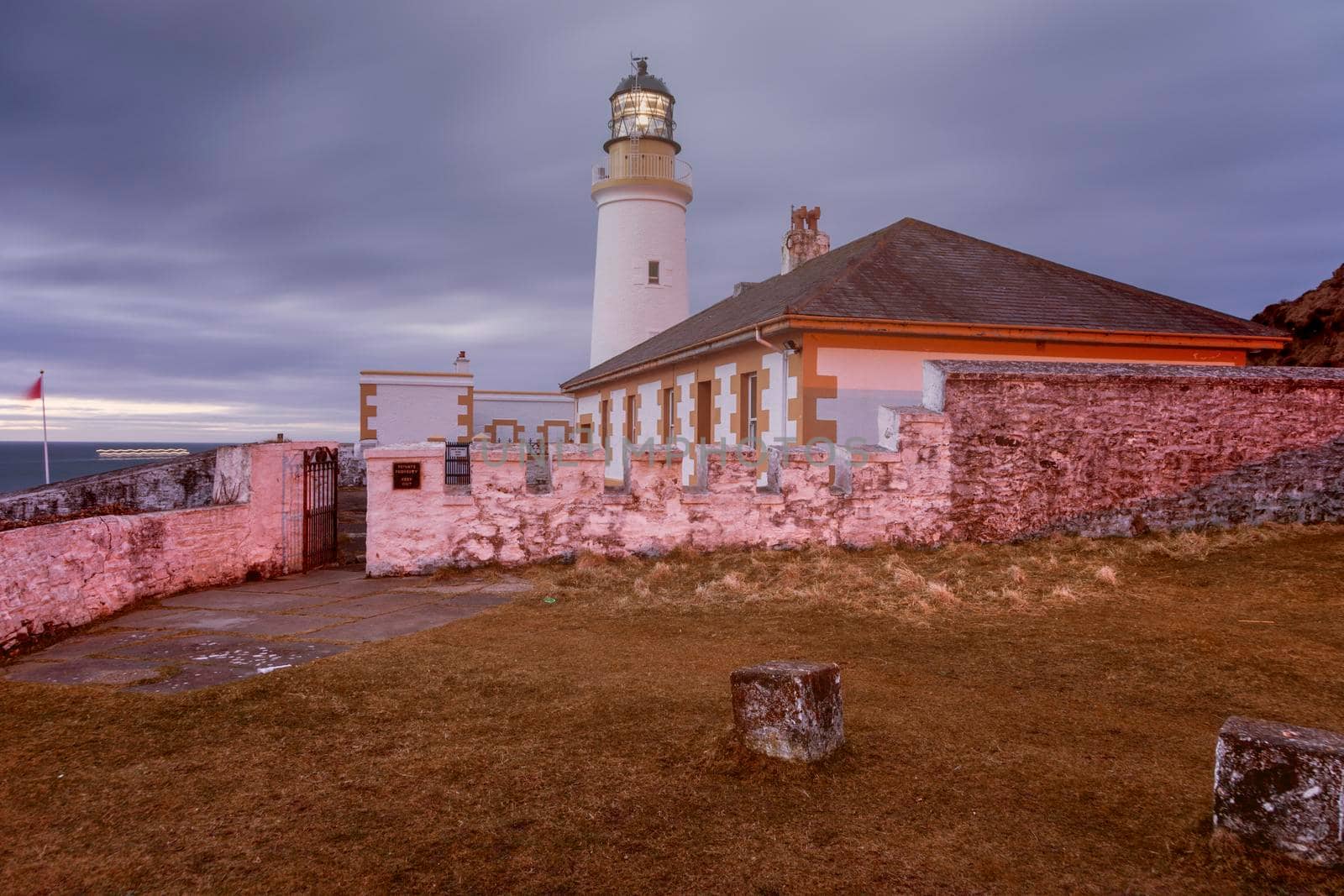 Douglas Head Lighthouse at dawn. Douglas, Isle of Man.