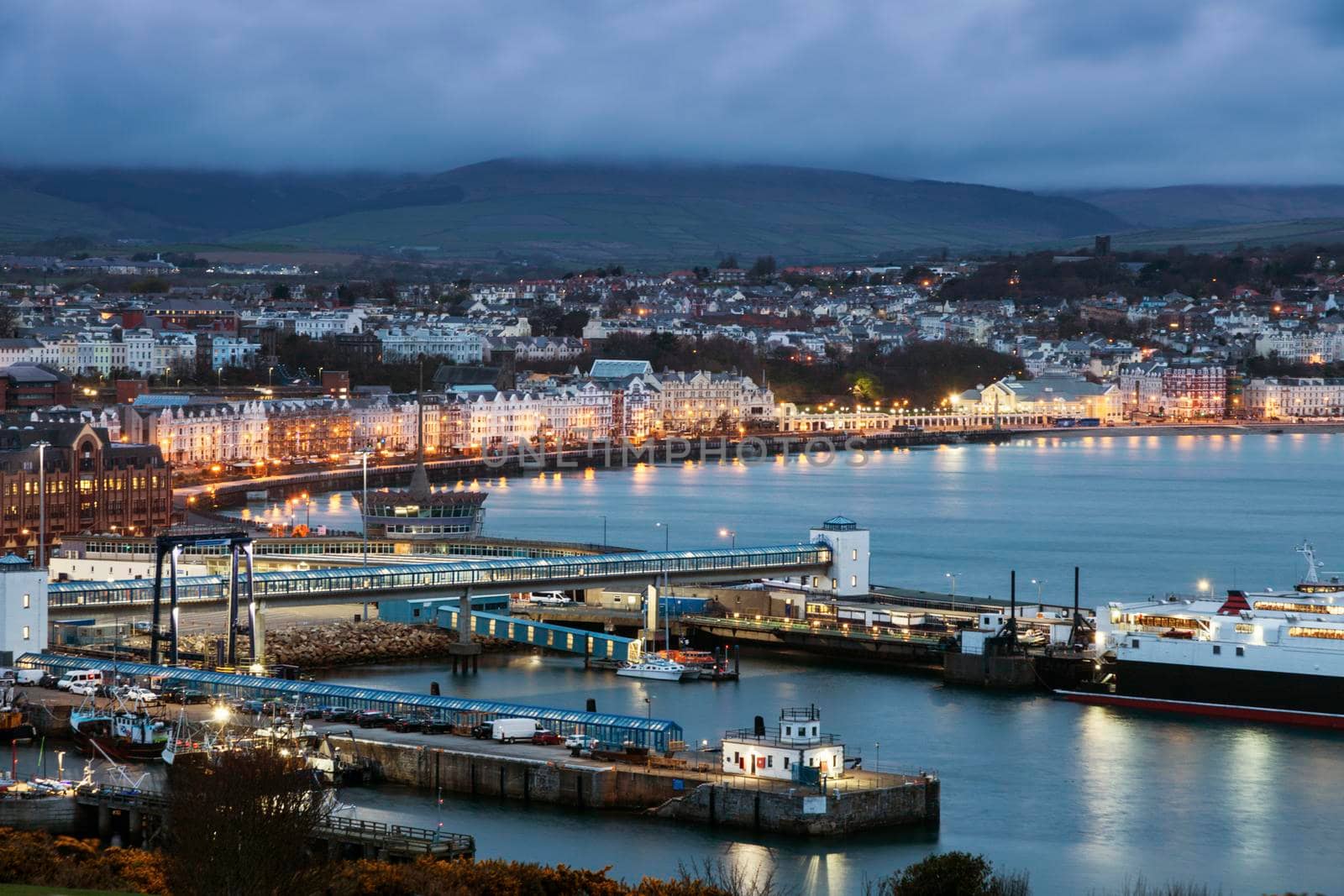 Panorama of Douglas on the Isle of Man. Douglas, Isle of Man.