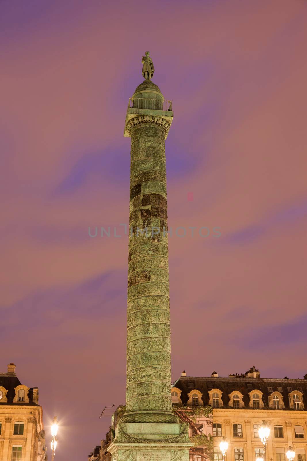 Vendome Column in Paris. Paris, Ile-de-France, France.