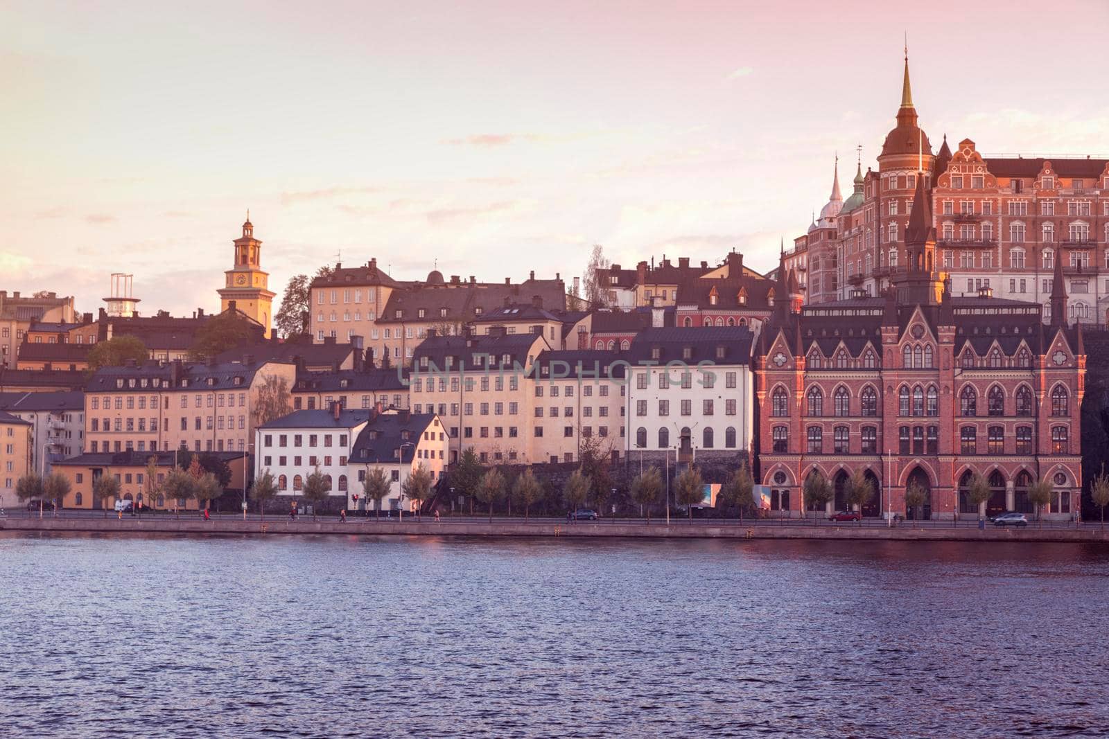 Panorama of Stockholm at sunset. Stockholm, Sodermanland and Uppland, Sweden.