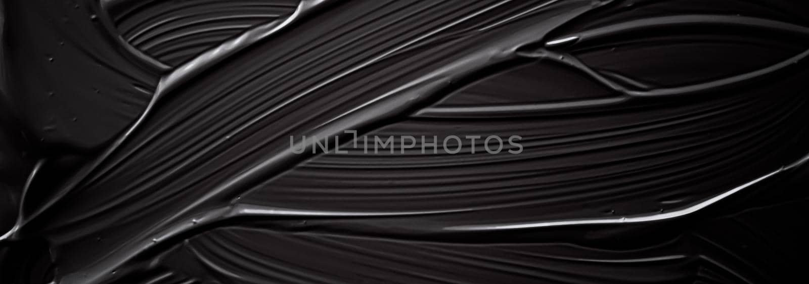 Black cream texture background, cosmetic product and makeup backdrop for luxury beauty brand, holiday banner design, abstract wall art or artistic paint brush strokes.