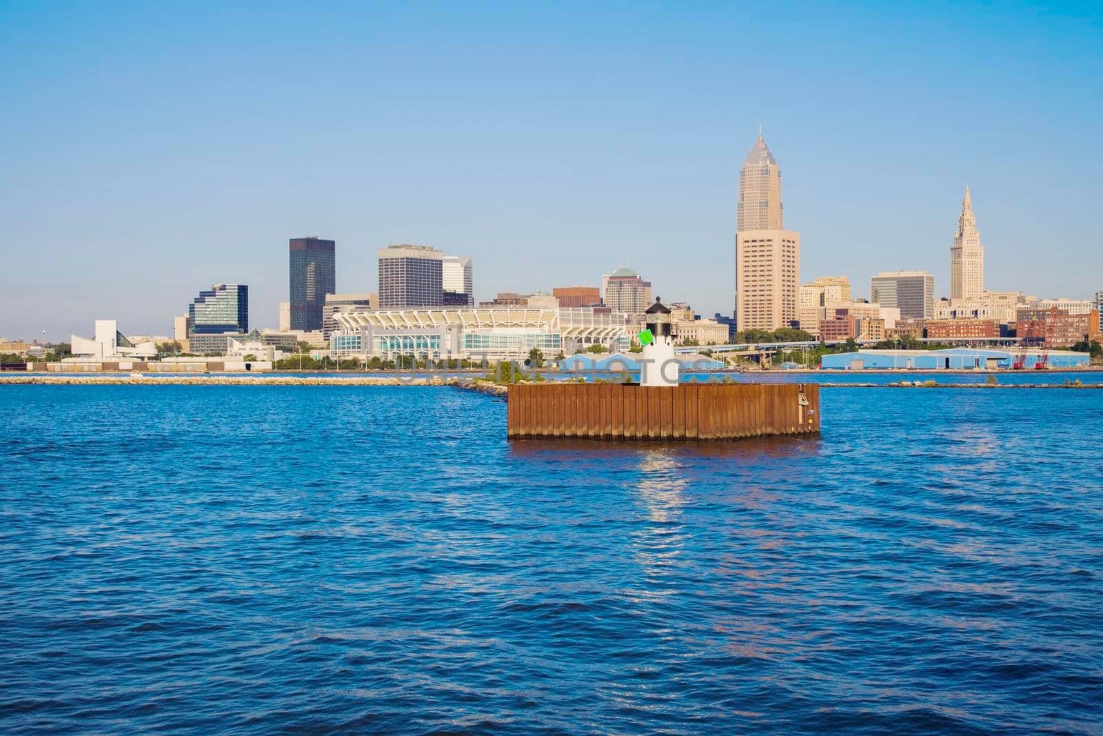 Cleveland - skyline seen from Lake Erie. Cleveland, Ohio, USA.