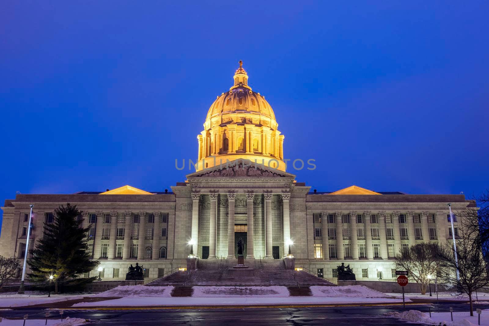 Jefferson City, Missouri - entrance to State Capitol Building. Jefferson City, Missouri, USA.
