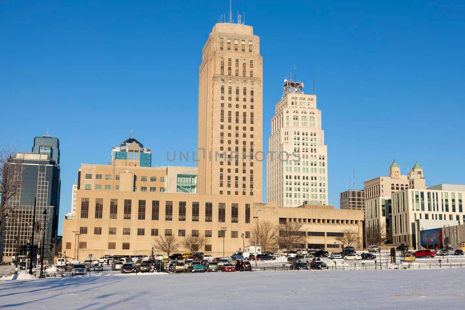 Skyline of Kansas City. Kansas City, Missouri, USA.