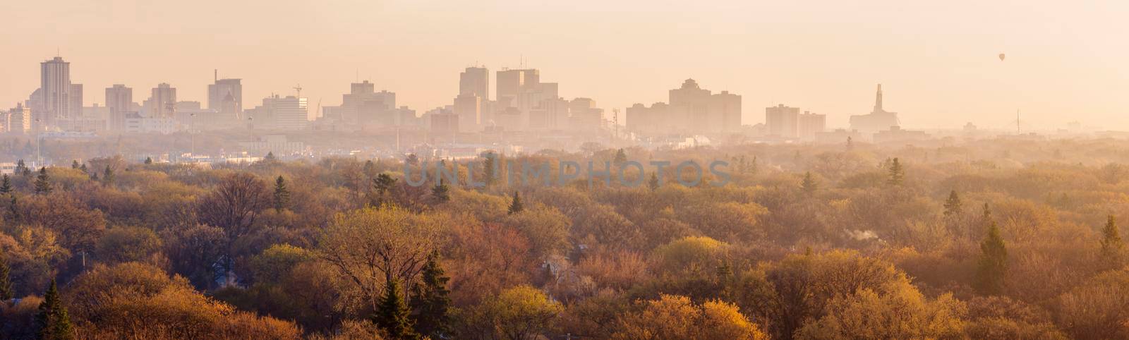 Winnipeg panorama at sunrise. Wynnipeg, Manitoba, Canada.