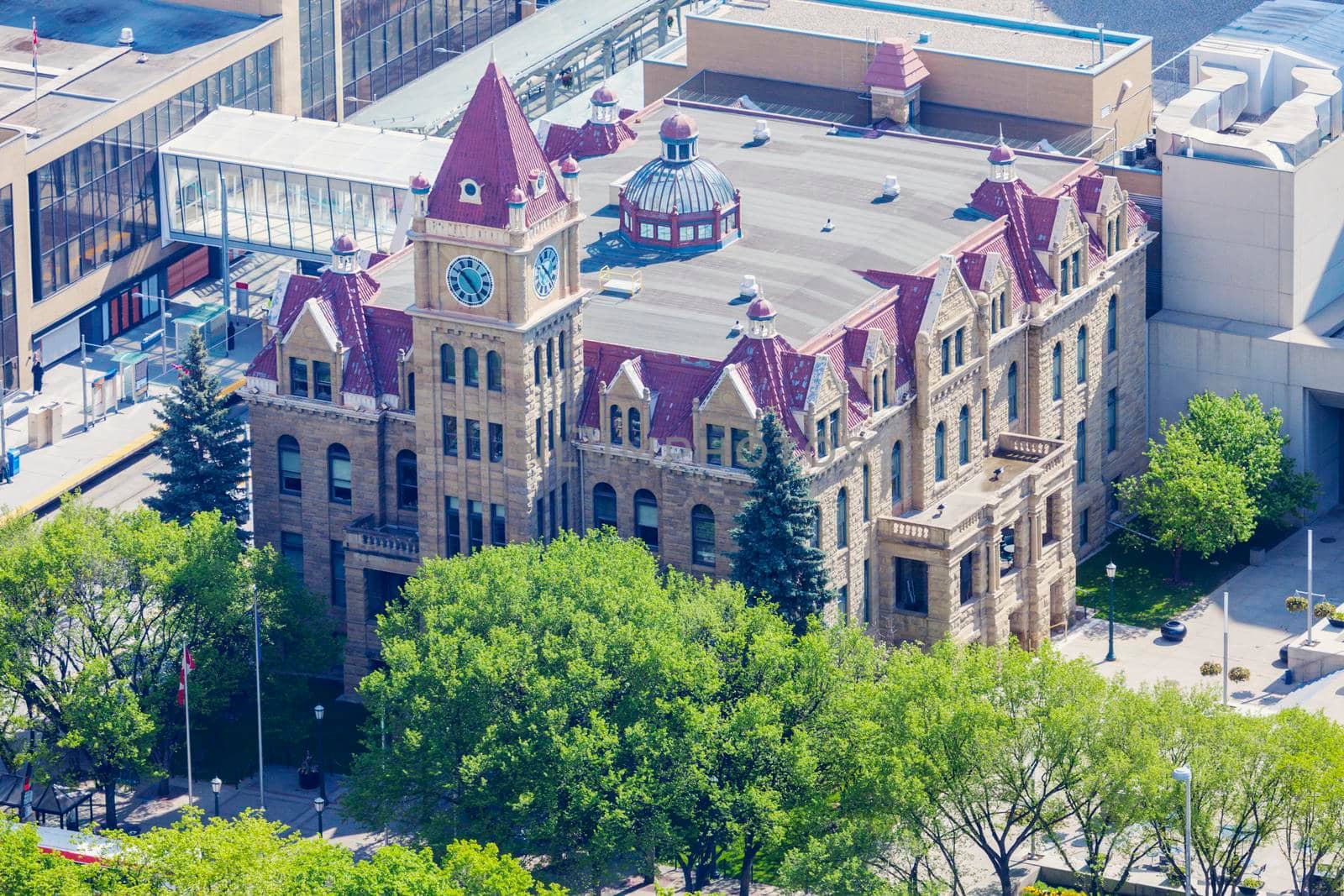 Calgary City Hall - aerial photo. Calgary, Alberta, Canada.