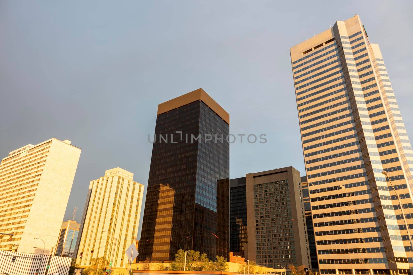 Modern architecture of Edmonton at sunset. Edmonton, Alberta, Canada.