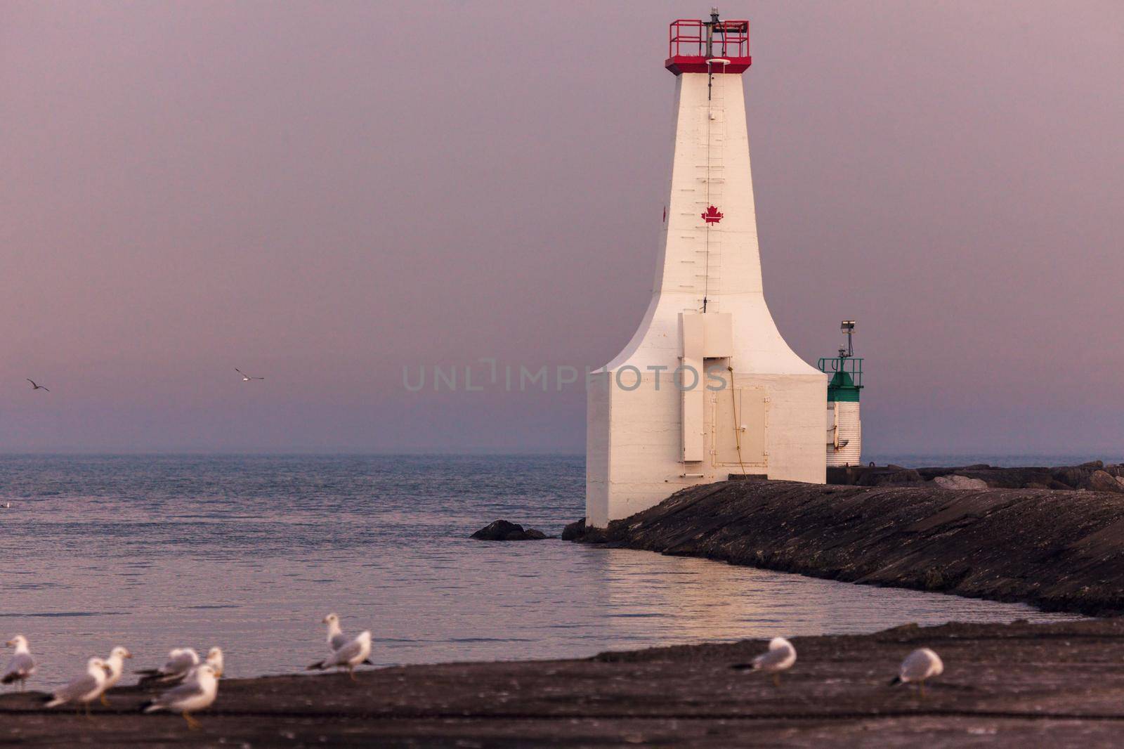 Cobourg East Pierhead Lighthouse by Lake Ontario by benkrut